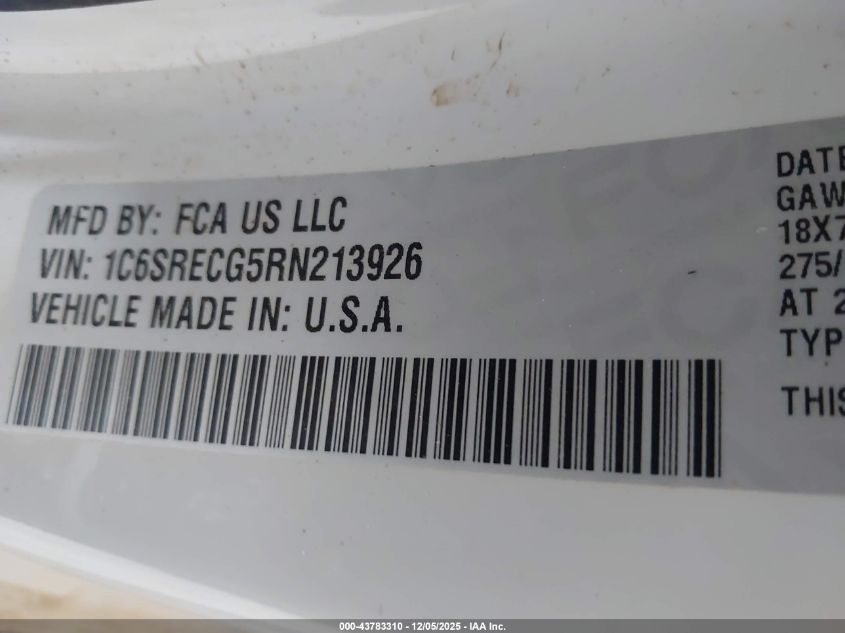 2024 Ram 1500 Tradesman 4X2 6'4 Box VIN: 1C6SRECG5RN213926 Lot: 43783310