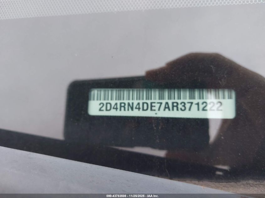 2010 Dodge Grand Caravan Se VIN: 2D4RN4DE7AR371222 Lot: 43783508