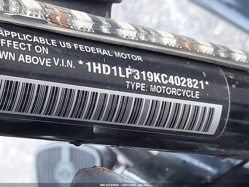 2019 Harley-Davidson Xl1200 Ns VIN: 1HD1LP319KC402821 Lot: 43783584