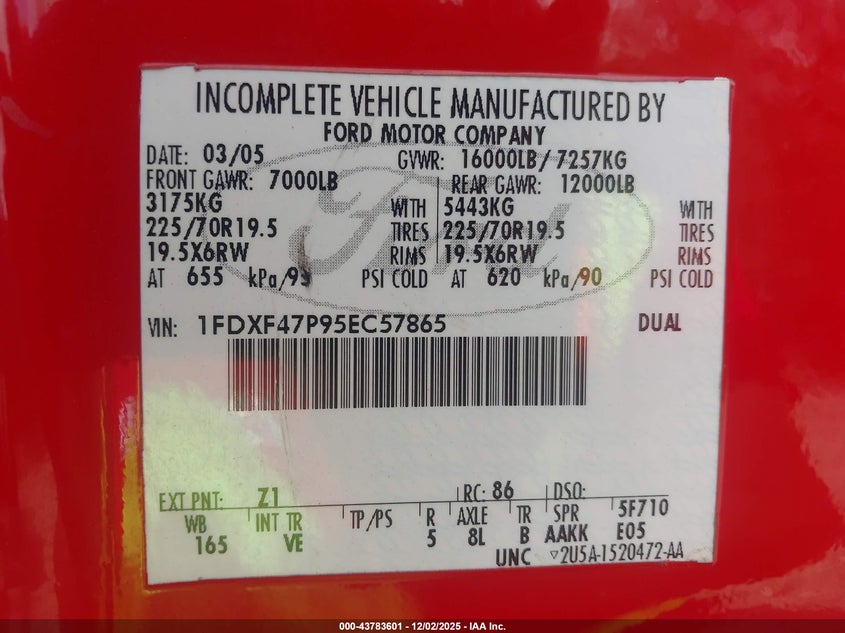 1FDXF47P95EC57865 2005 FORD F450 photo no. 8