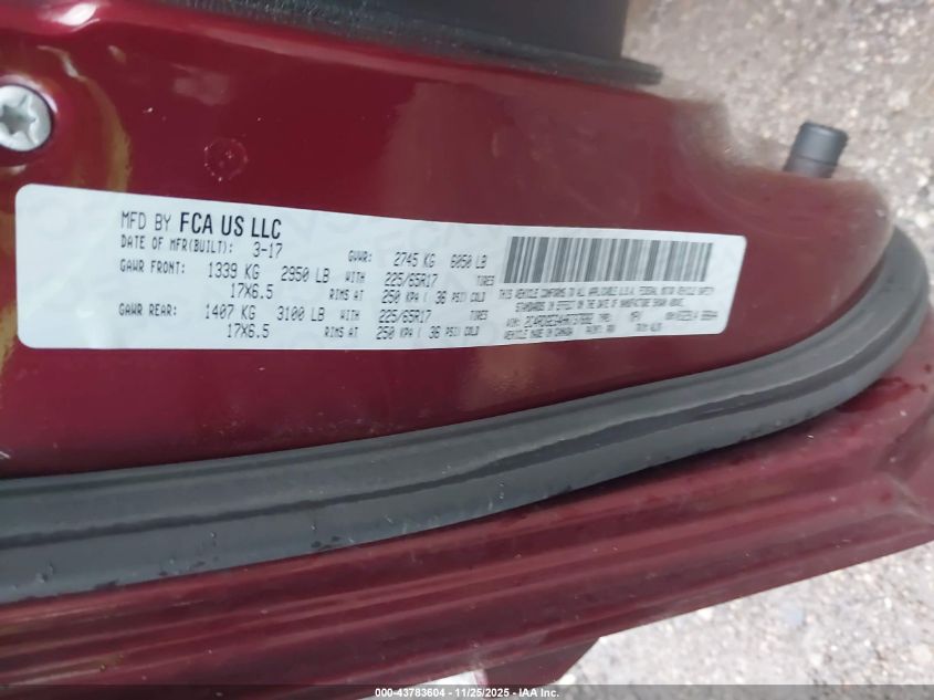 2017 Dodge Grand Caravan Gt VIN: 2C4RDGEG4HR737682 Lot: 43783604