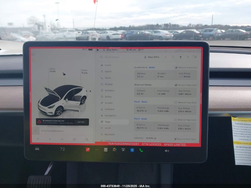 2022 Tesla Model Y Long Range Dual Motor All-Wheel Drive VIN: 7SAYGDEE6NA013287 Lot: 43783649