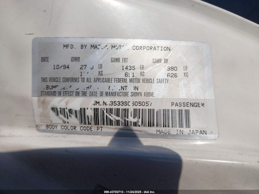 1995 Mazda Mx-5 Miata VIN: JM1NA3533S0605057 Lot: 43783713