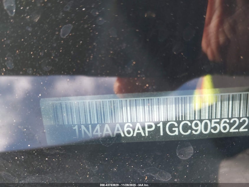 2016 Nissan Maxima 3.5 Sr VIN: 1N4AA6AP1GC905622 Lot: 43783929