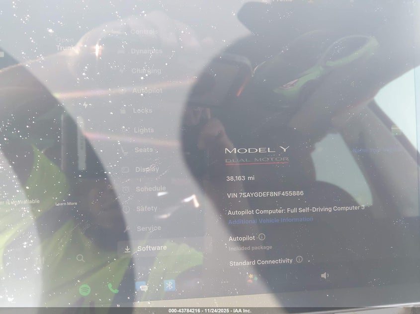 2022 Tesla Model Y Performance Dual Motor All-Wheel Drive VIN: 7SAYGDEF8NF455886 Lot: 43784216