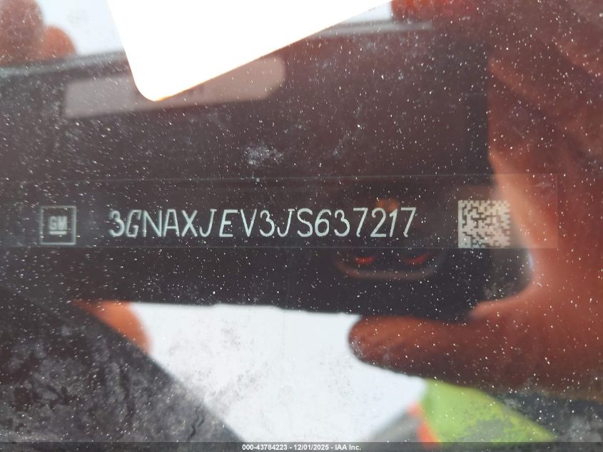 2018 Chevrolet Equinox Lt VIN: 3GNAXJEV3JS637217 Lot: 43784223