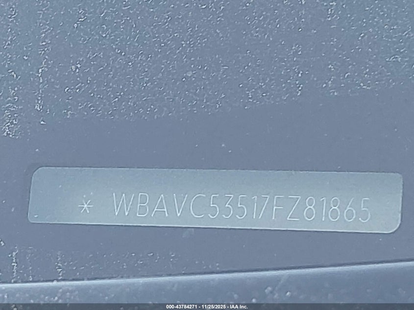 2007 BMW 328I VIN: WBAVC53517FZ81865 Lot: 43784271