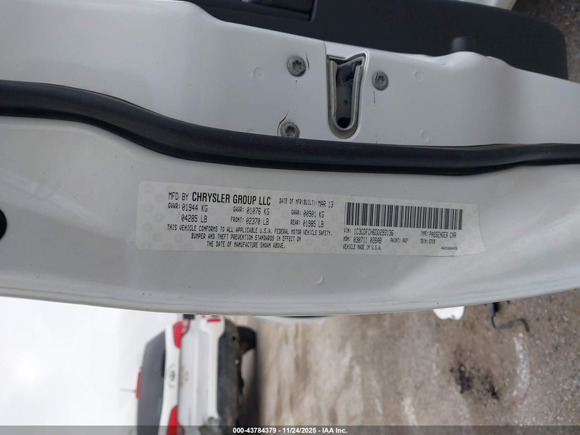 2013 Dodge Dart Limited VIN: 1C3CDFCH6DD293136 Lot: 43784379