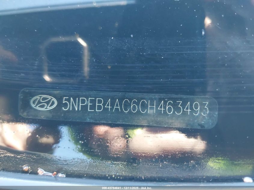 2012 Hyundai Sonata Gls Pzev VIN: 5NPEB4AC6CH463493 Lot: 43784841