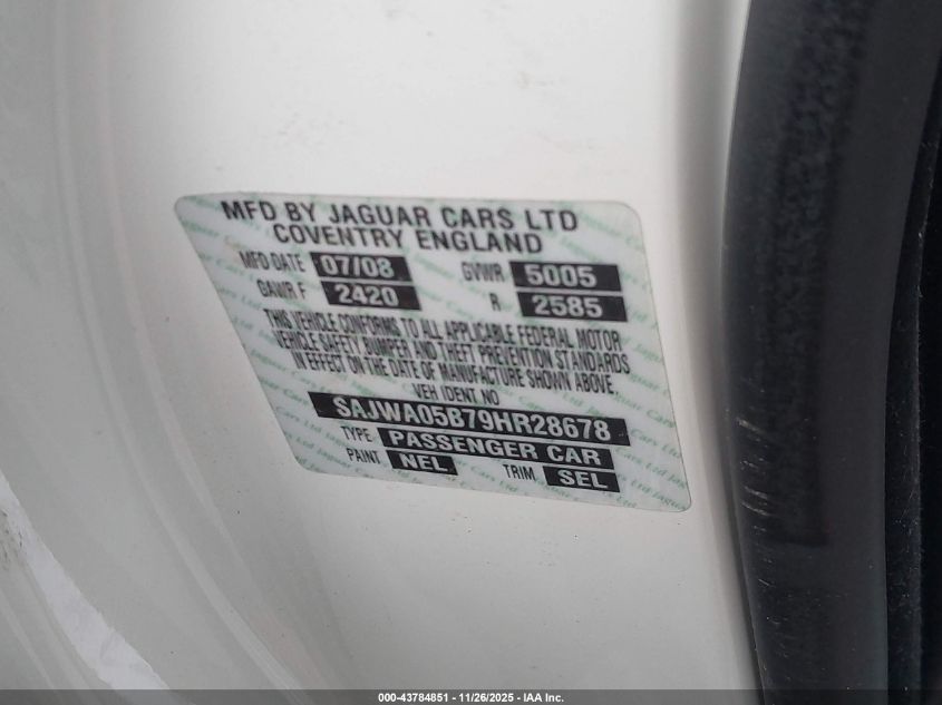 2009 Jaguar Xf Luxury VIN: SAJWA05B79HR28678 Lot: 43784851