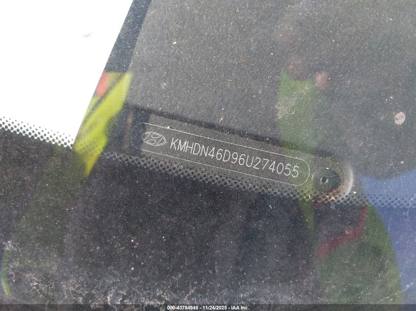 2006 Hyundai Elantra Gls/Limited VIN: KMHDN46D96U274055 Lot: 43784948