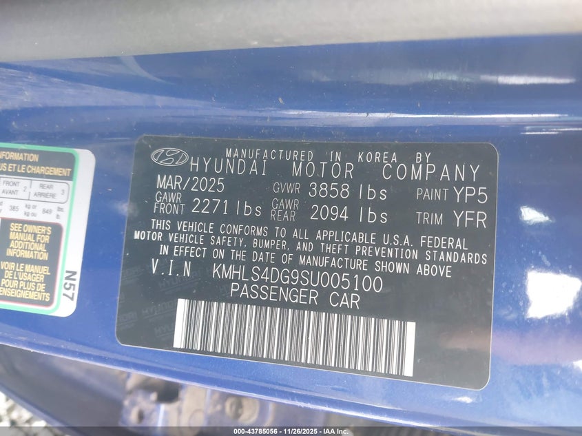 KMHLS4DG9SU005100 2025 HYUNDAI ELANTRA photo no. 9