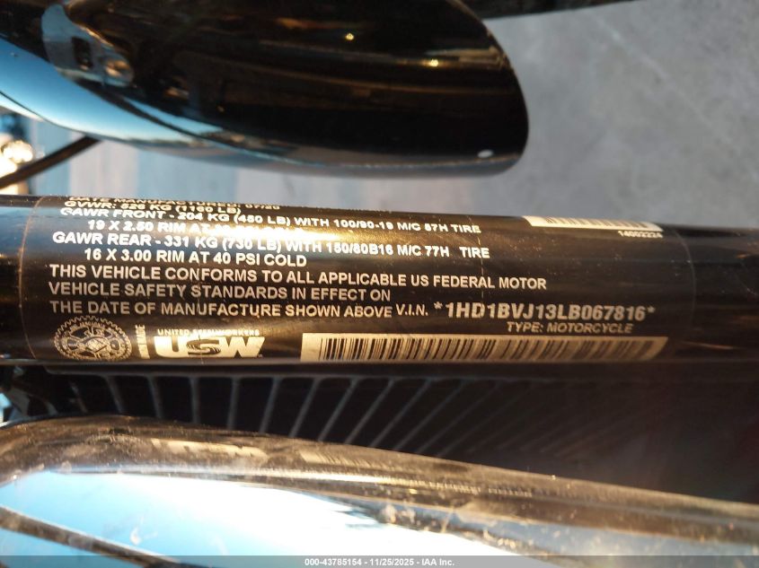 2020 Harley-Davidson Fxst VIN: 1HD1BVJ13LB067816 Lot: 43785154