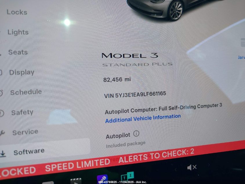 2020 Tesla Model 3 Standard Range Plus Rear-Wheel Drive/Standard Range Rear-Wheel Drive VIN: 5YJ3E1EA9LF661165 Lot: 43785825