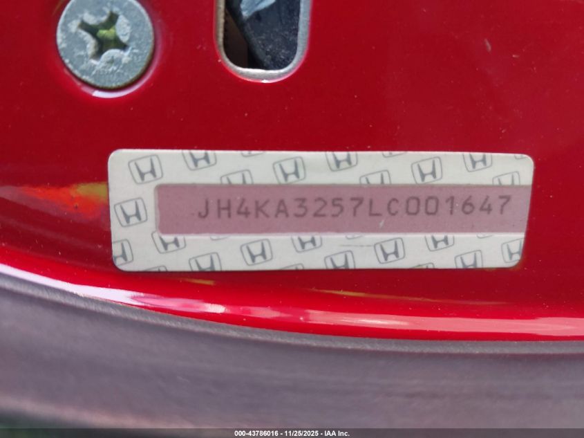 1990 Acura Legend L VIN: JH4KA3257LC001647 Lot: 43786016