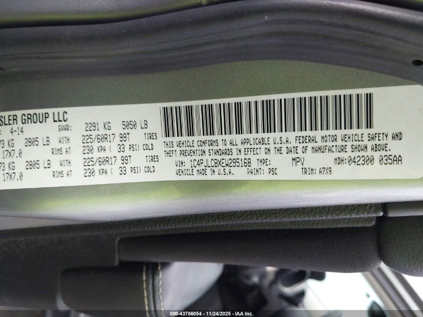 2014 Jeep Cherokee Latitude VIN: 1C4PJLCBXEW295168 Lot: 43786054