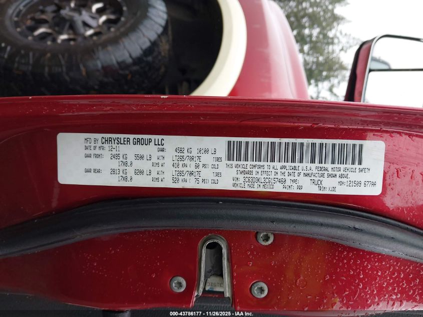 2012 Ram 3500 Laramie Longhorn/Limited Edition VIN: 3C63D3KL3CG157460 Lot: 43786177