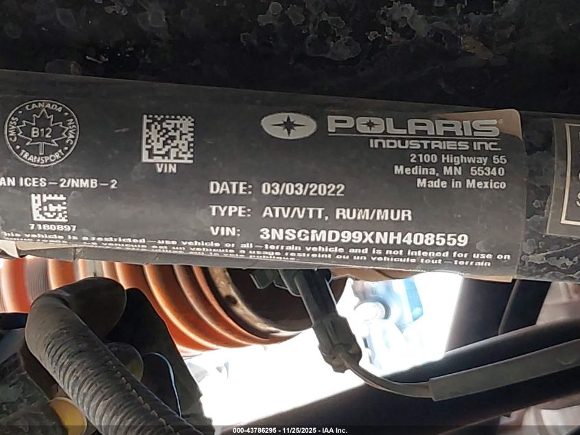 2022 Polaris General Xp 4 1000 Deluxe VIN: 3NSGMD99XNH408559 Lot: 43786295