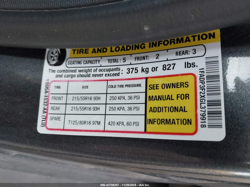 1FADP3F2XGL379918 2016 FORD FOCUS photo no. 12