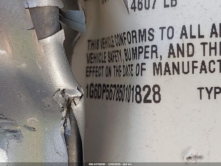 2005 Cadillac Cts Standard VIN: 1G6DP567850101828 Lot: 43786360