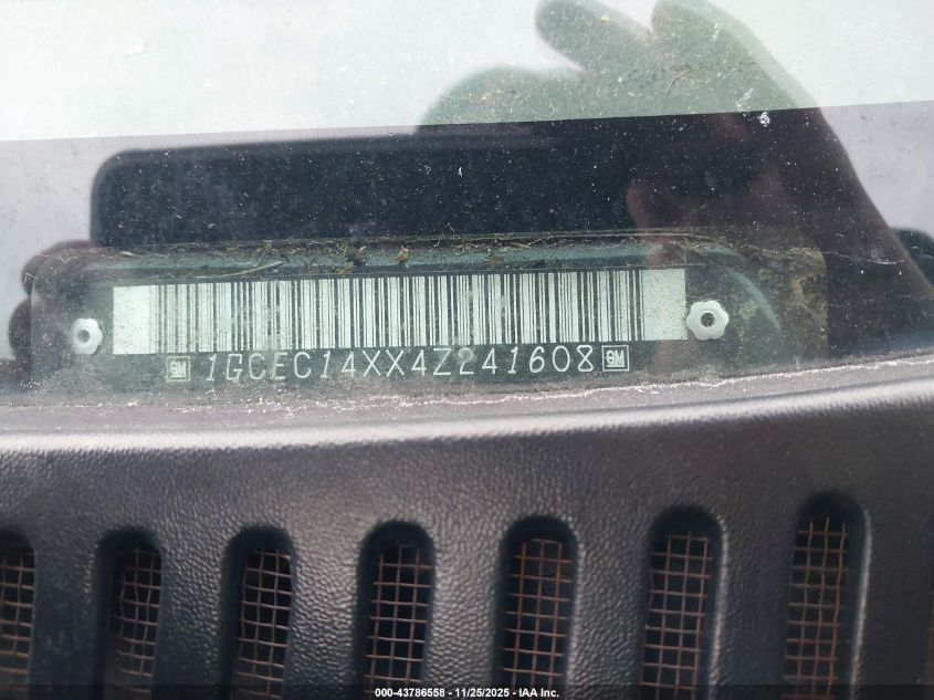 2004 Chevrolet Silverado 1500 Work Truck VIN: 1GCEC14XX4Z241608 Lot: 43786558
