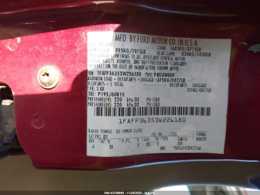 2006 Ford Focus Zx4 VIN: 1FAHP34N16W234715 Lot: 43786869