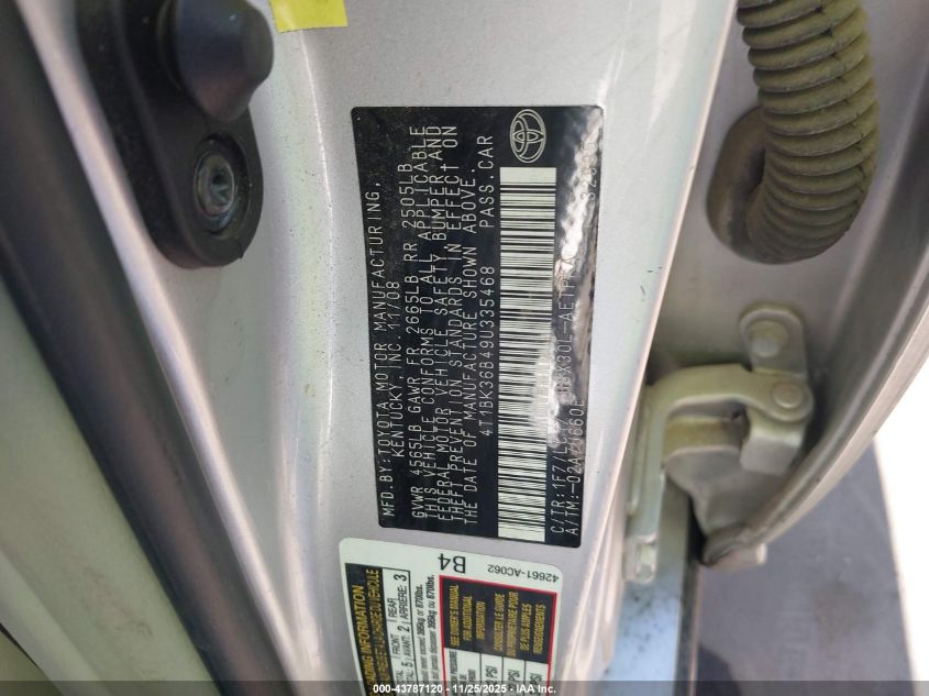 2009 Toyota Avalon Limited VIN: 4T1BK36B49U335468 Lot: 43787120