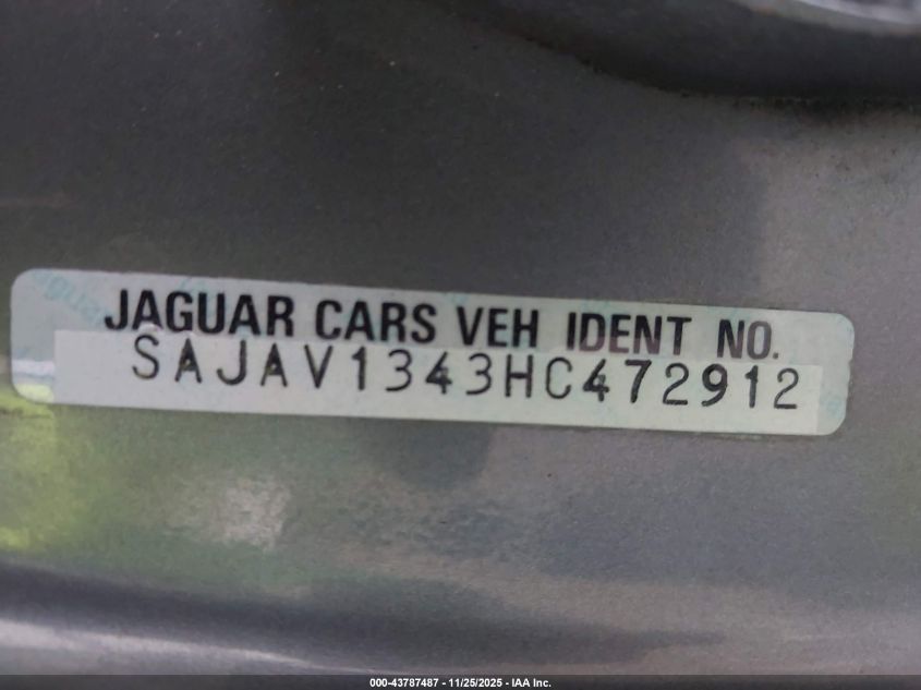 1987 Jaguar Xj6 VIN: SAJAV1343HC472912 Lot: 43787487