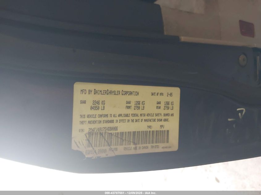2005 Dodge Magnum Se VIN: 2D4FV48V75H680066 Lot: 43787551