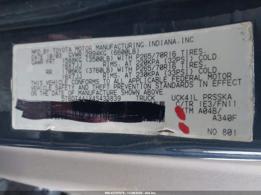 2006 Toyota Tundra Sr5 V8 VIN: 5TBDT44146S544812 Lot: 43787579