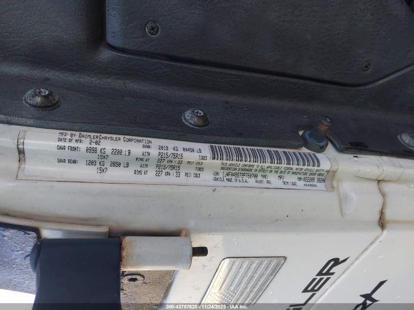 2002 Jeep Wrangler Sport VIN: 1J4FA49S72P750700 Lot: 43787620