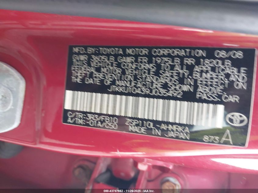 2009 Scion Xd VIN: JTKKU10439J035492 Lot: 43787662