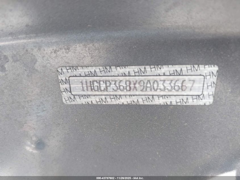 2009 Honda Accord 3.5 Ex-L VIN: 1HGCP368X9A033667 Lot: 43787682