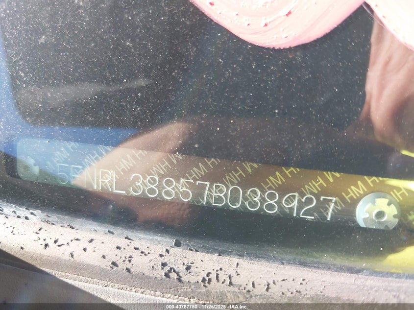 2007 Honda Odyssey Touring VIN: 5FNRL38857B038927 Lot: 43787750