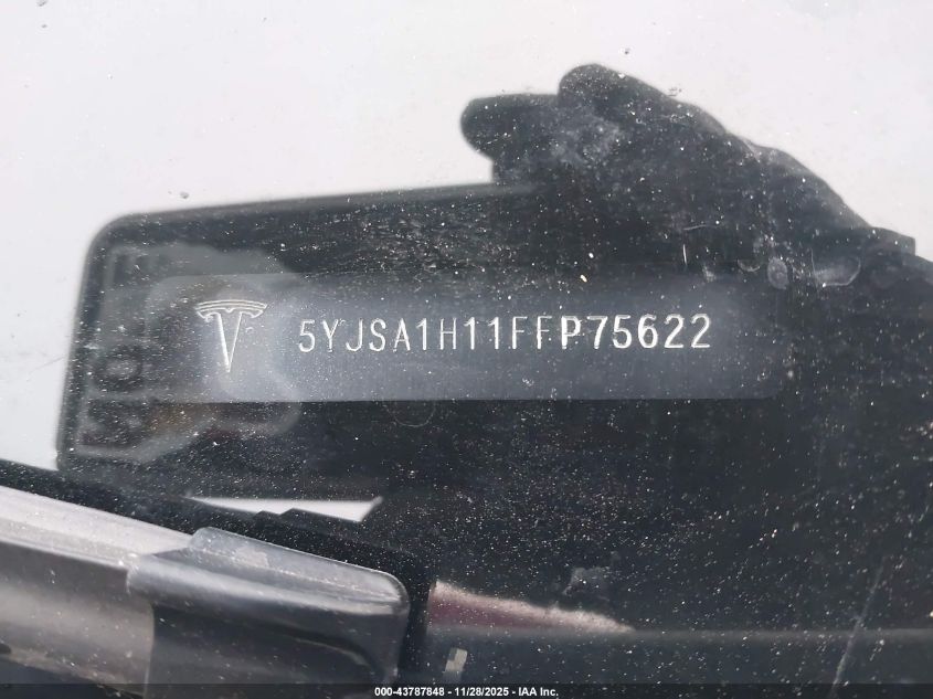 2015 Tesla Model S 60/70/85 VIN: 5YJSA1H11FFP75622 Lot: 43787848