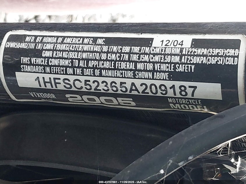 1HFSC52365A209187 2005 HONDA VTX photo no. 10
