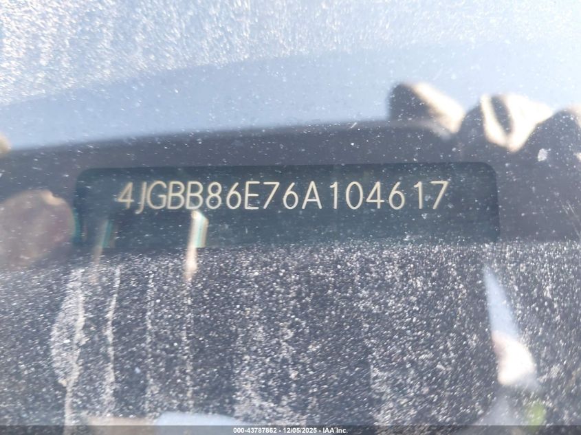 2006 Mercedes-Benz Ml 350 4Matic VIN: 4JGBB86E76A104617 Lot: 43787862