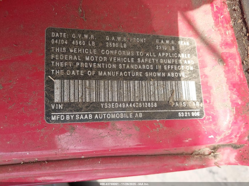 YS3ED49A443513858 2004 SAAB 9-5 photo no. 9