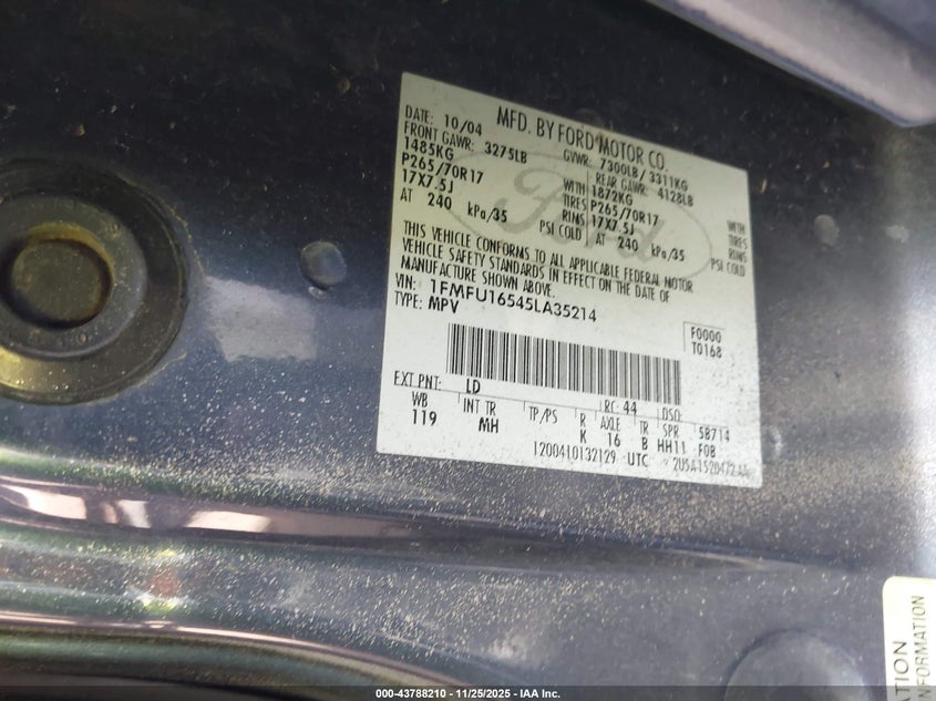 1FMFU16545LA35214 2005 FORD EXPEDITION photo no. 9