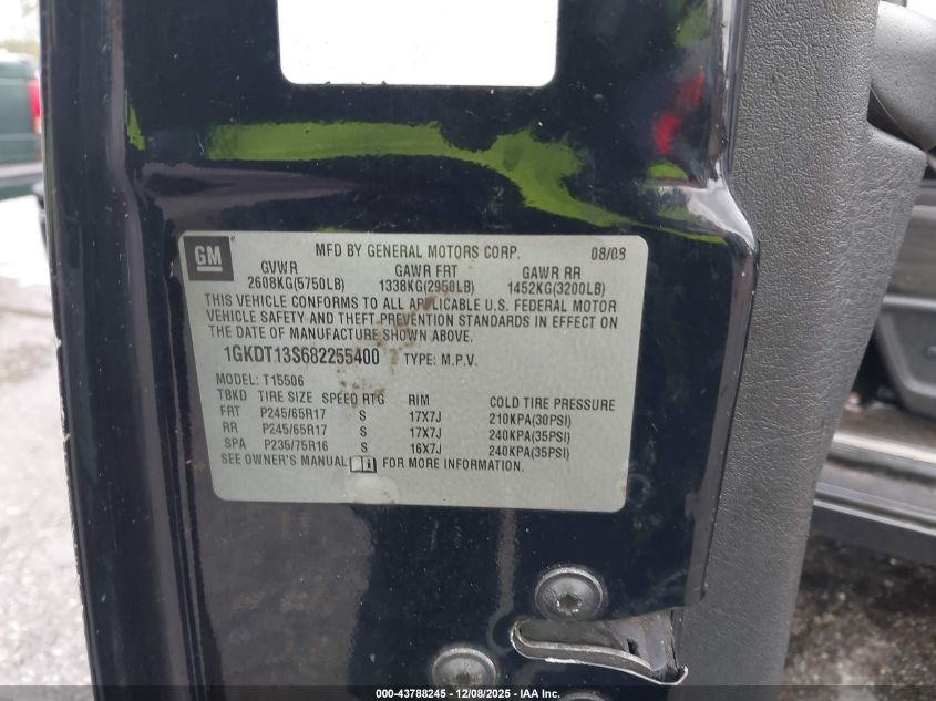 2008 GMC Envoy Sle VIN: 1GKDT13S682255400 Lot: 43788245