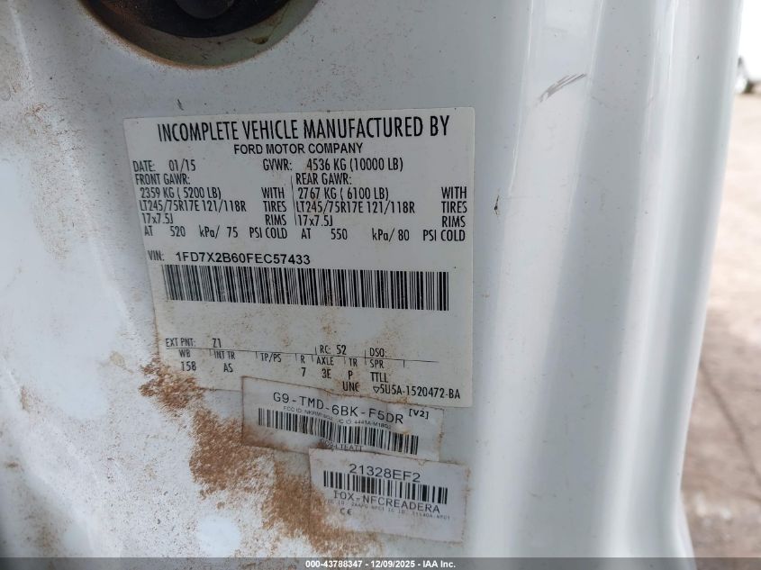 2015 Ford F-250 Xl VIN: 1FD7X2B60FEC57433 Lot: 43788347