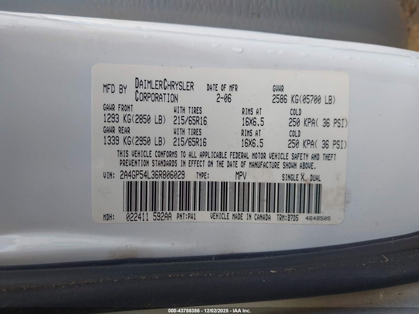 2A4GP54L36R806029 2006 CHRYSLER TOWN & COUNTRY photo no. 9