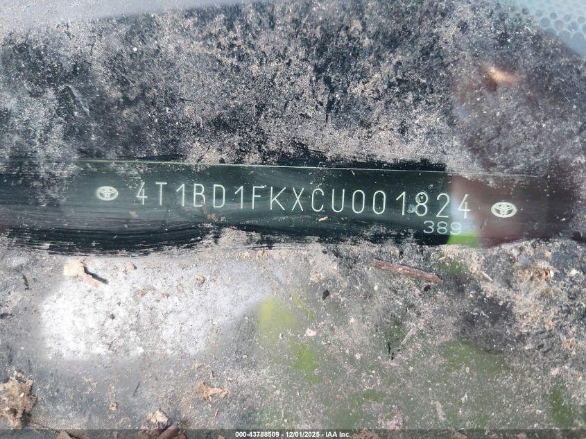 2012 Toyota Camry Hybrid Le VIN: 4T1BD1FKXCU001824 Lot: 43788509