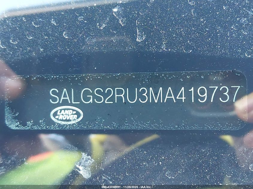 2021 Land Rover Range Rover Westminster VIN: SALGS2RU3MA419737 Lot: 43788591