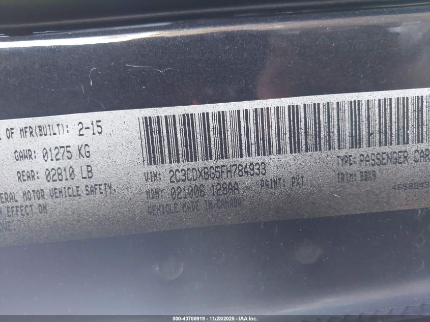 2015 Dodge Charger Se VIN: 2C3CDXBG5FH784933 Lot: 43788919