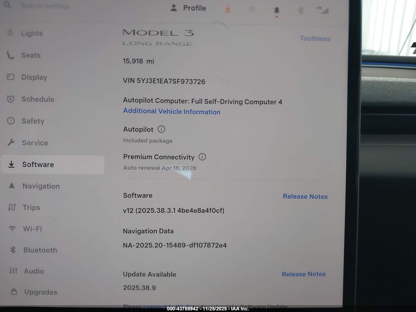 2025 Tesla Model 3 Long Range Rear-Wheel Drive/Standard VIN: 5YJ3E1EA7SF973726 Lot: 43788942