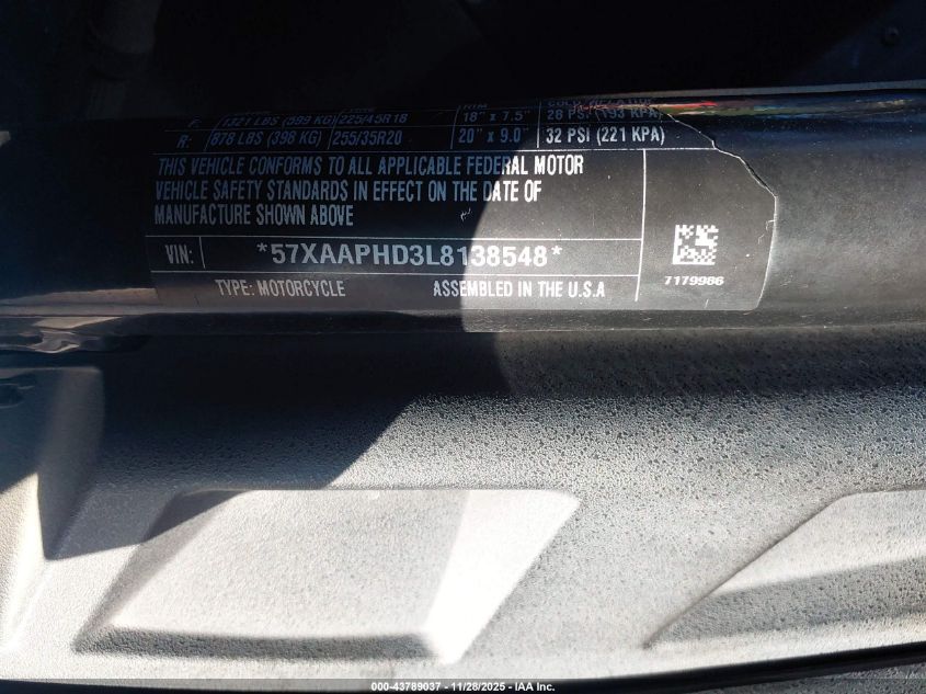 2020 Polaris Slingshot Sl VIN: 57XAAPHD3L8138548 Lot: 43789037