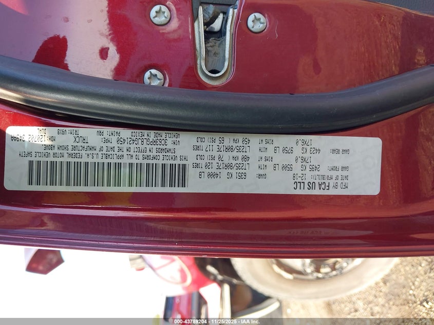 2018 Ram 3500 Tradesman 4X2 8' Box VIN: 3C63RPGL8JG421450 Lot: 43789204