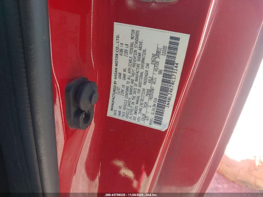 2008 Nissan Altima 3.5 Se VIN: 1N4BL24E78C173144 Lot: 43789328