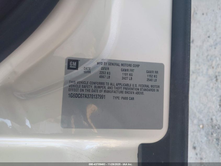 2007 Cadillac Sts V8 VIN: 1G6DC67A370137991 Lot: 43789463